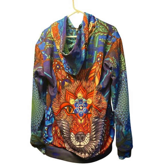 Phil Lewis Art to Wear Electric Wolf Reversible Hoodie - Picture 2 of 6